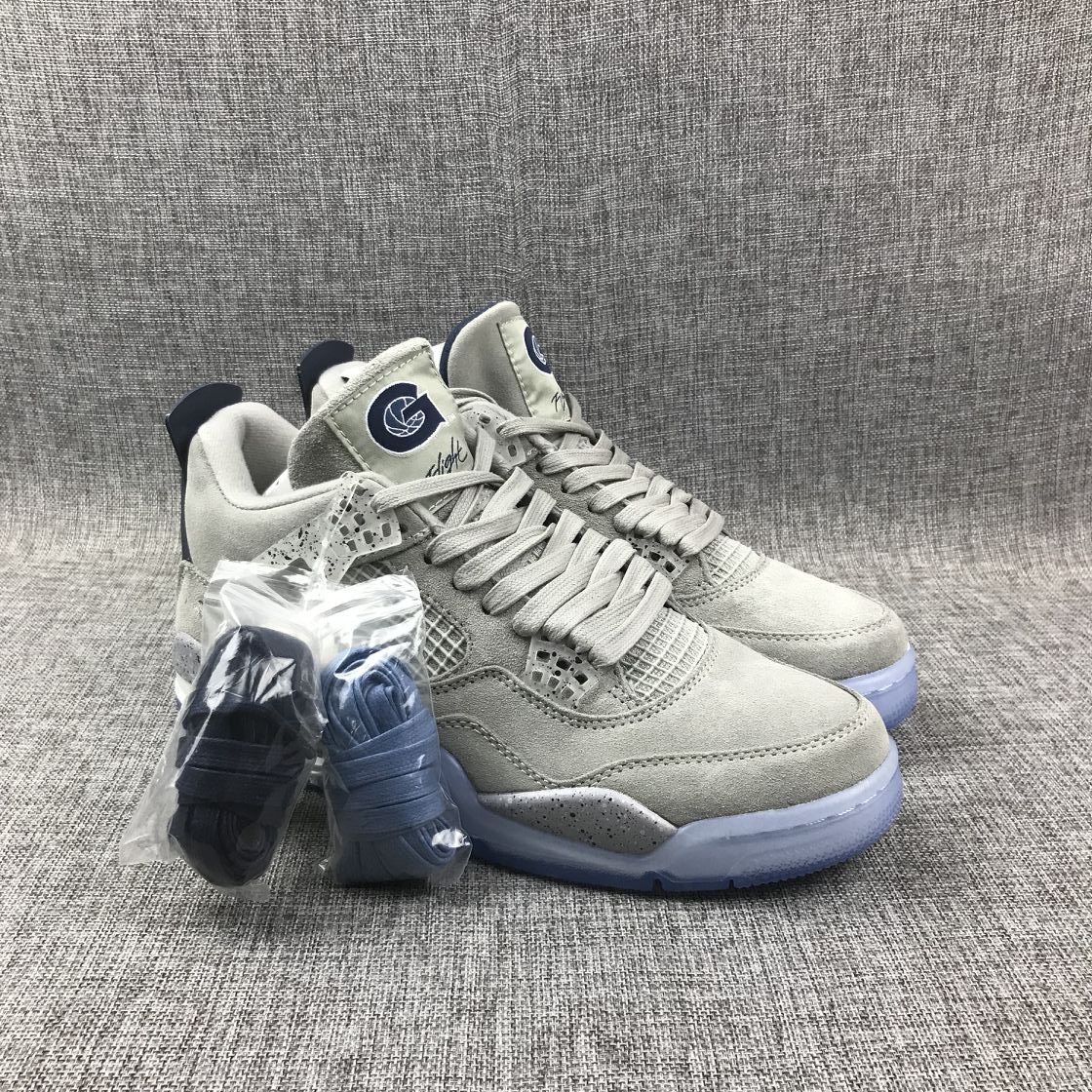 Air Jordan 4 Georgetown Hoyas Grey Ice Sole Shoes